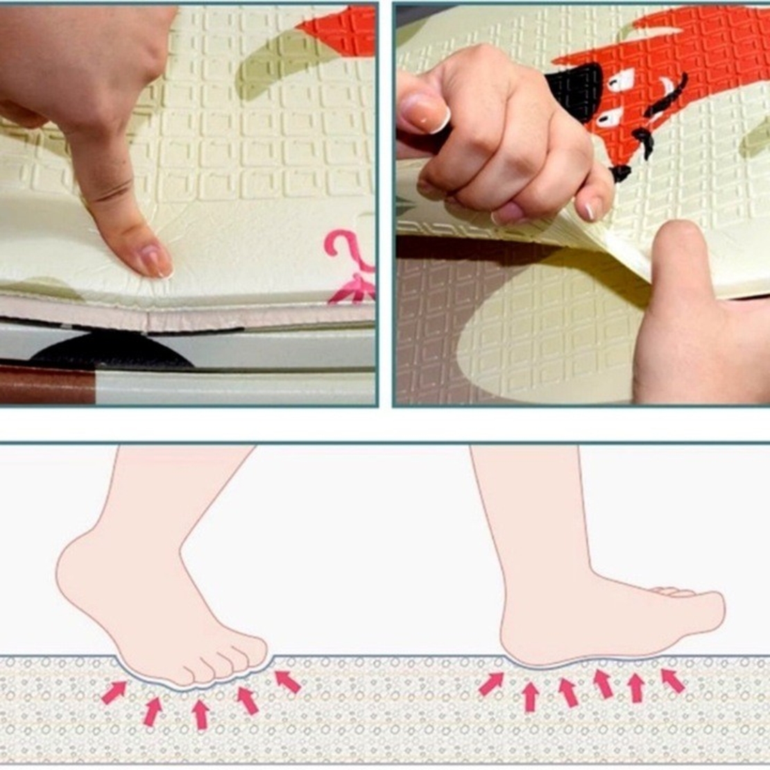 Covoraș de Joaca pentru Copii Termic cu 2 Fete, Flippy, Model Lumea Animalelor si Calatorie pe mare, cu Spuma, Impermeabil, Antiderapant, 200x180 x 0.8 cm, Multicolor