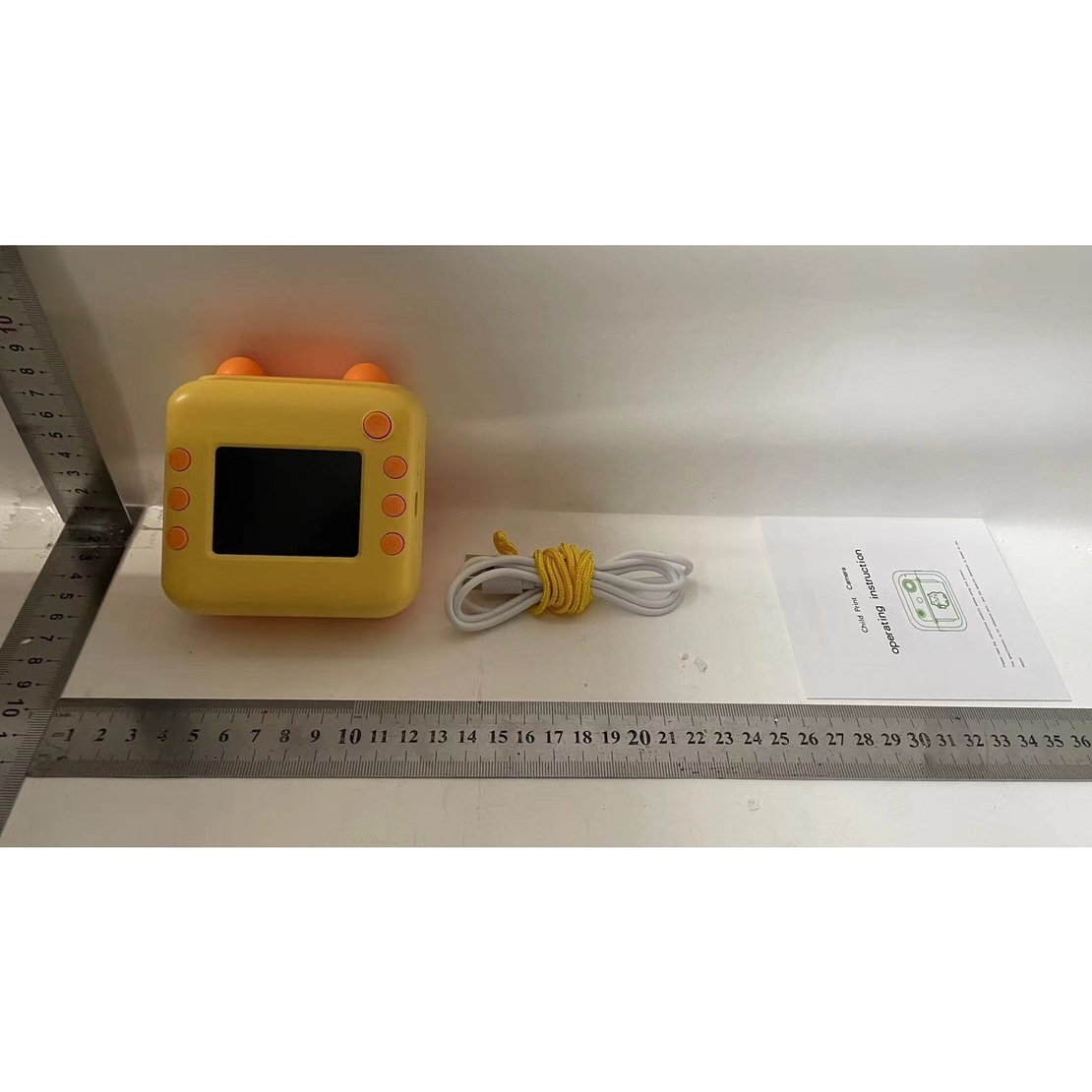 Camera Instantanee pentru Copii, Flippy, cu Functie de Printare, Cablu USB-C, Bluetooth, compatibil iOS/Android, Imprimare APP, Model Urechi, Snur Subtire Inclus, Portocaliu
