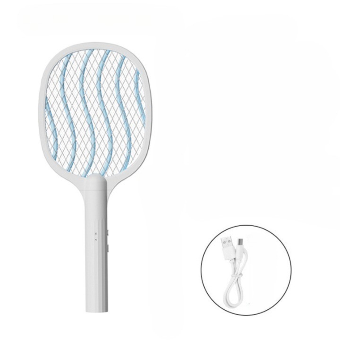 Lampa Electrica Impotriva Tantarilor, Flippy, 42.5 x 18 x 9.2 cm, Reincarcabila cu Cablu USB Inclus, Plasa din Aluminum, Alb