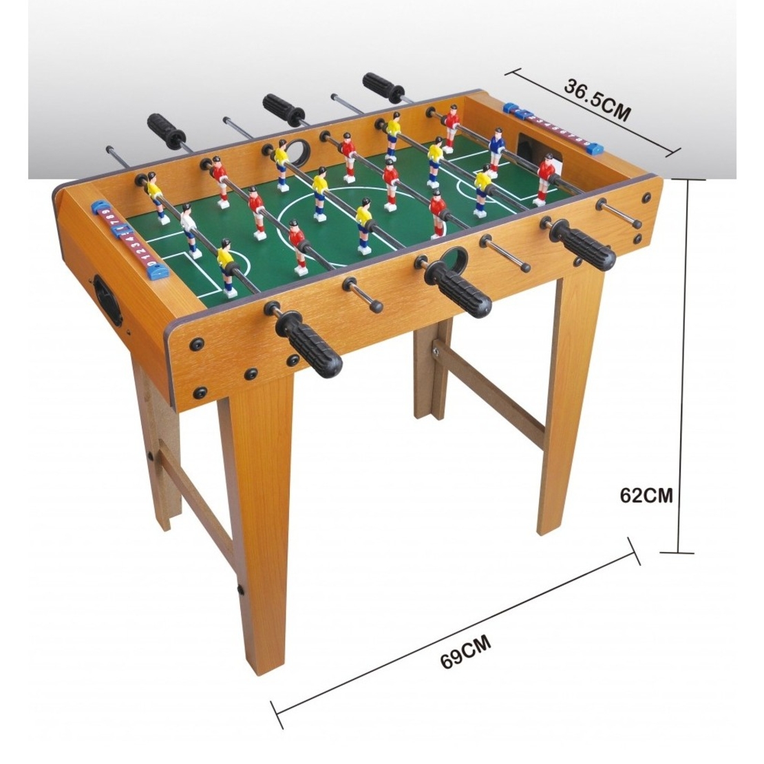 Masa de Fotbal cu Teren, Flippy, cu Picioare, 6 Manere, Tablou de Scor, 69 x 62 x 36.5 cm, din Lemn/Otel/ABS, Maro