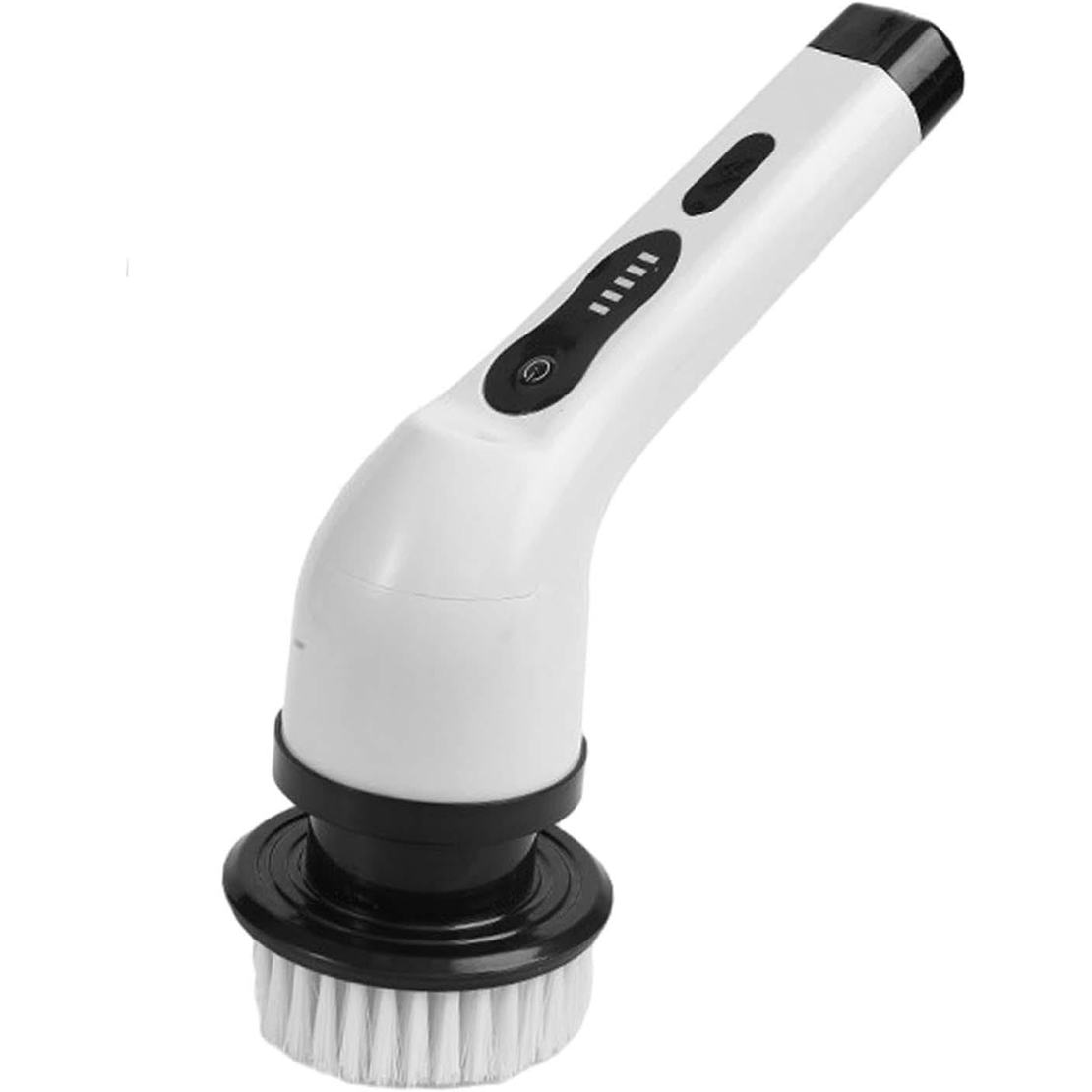Perie Electrica de Curatare, Flippy, pentru Gresie, Baie, Bucatarie, 25x20x9.5 cm, cu 6 Capete, Maner Extensibil Detasabil 84-127cm, Incarcare USB-Type C, Rotire 360 de Grade, 3000 mAh, Culoare: Alb