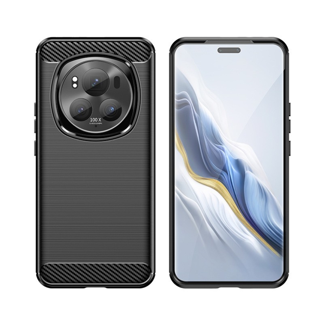 Husa de Protectie pentru Honor Magic 6 Pro, Flippy, Protectie 360, din TPU cu element de Carbon, Anti Alunecare, 1.8 mm, Negru
