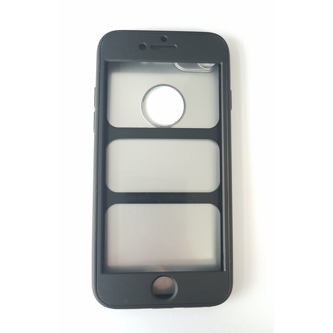 Husa Apple iPhone 8 Plus Full Silicone 360 Negru + Folie de protectie