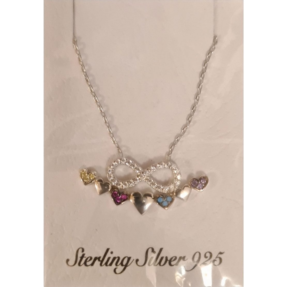 Colier Argint 925 Infinit cu 7 Inimi, cu Zirconiu, Colorat