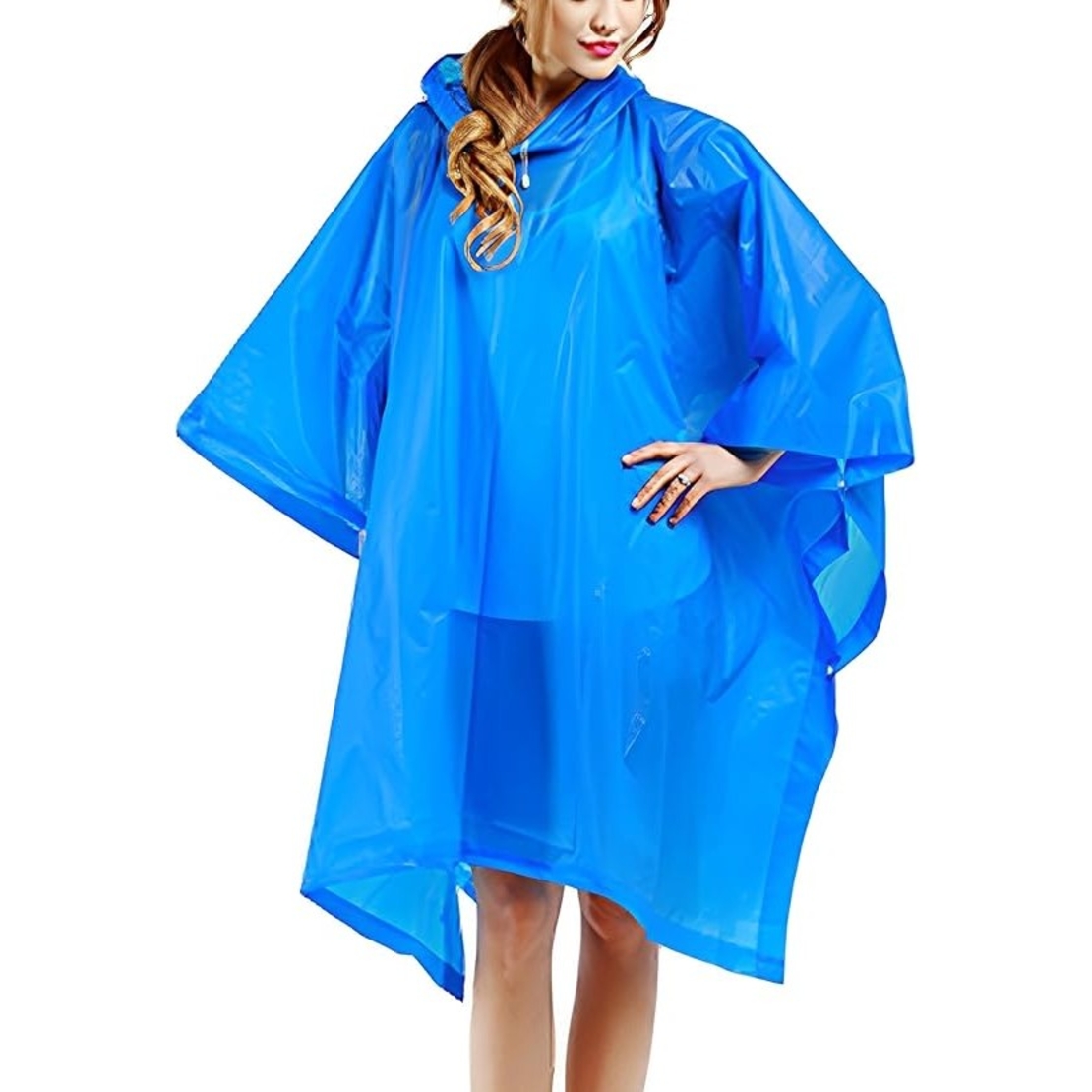 Pelerina de Ploaie, Flippy, pentru Adulti, EVA, Tip Poncho, Impermeabila, Rezistenta la Vant, Capse Laterale, 160 g, Albastru