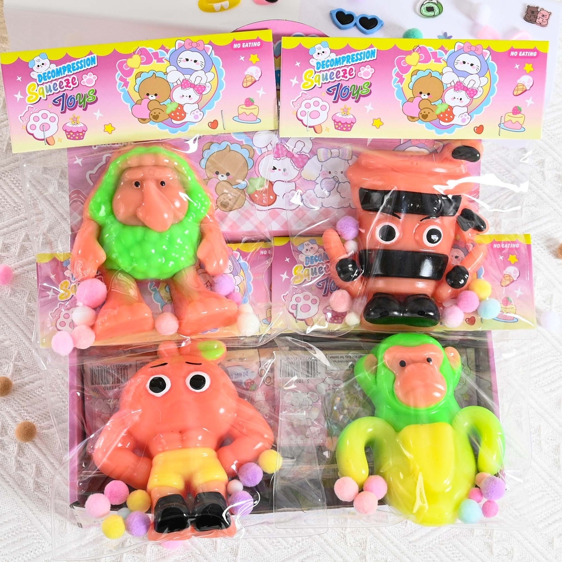 Jucarie Antistres Squishy, Flippy, Model Brr Brr Patapim, cu Revenire Lenta, din TPR, 12 x 11 x 3 cm, Multicolor