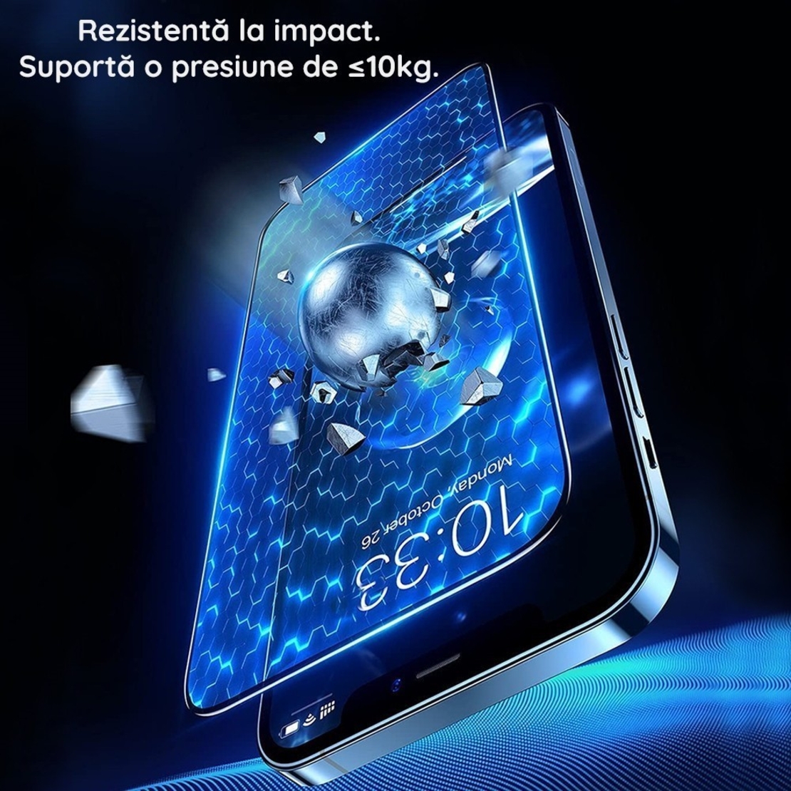 Folie Securizata pentru Samsung A15 4G, Flippy, Sticla de Protectie Compatibila cu Samsung A15 4G, Full Cover 111D, 10H GLASS, Margini Negre, Transparenta