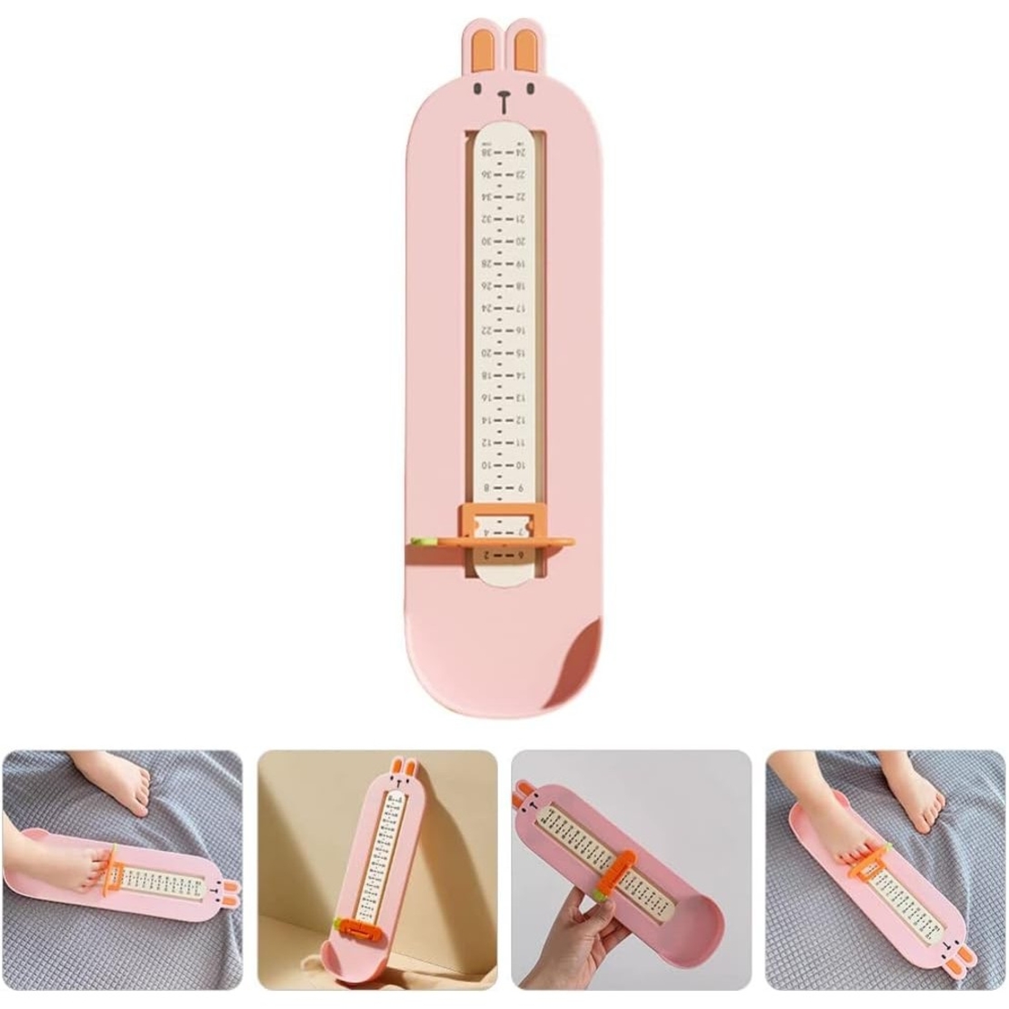 Dispozitiv de Masurat Talpa Piciorului pentru Bebelusi, Flippy, 6-24, Model Iepuras, Roz