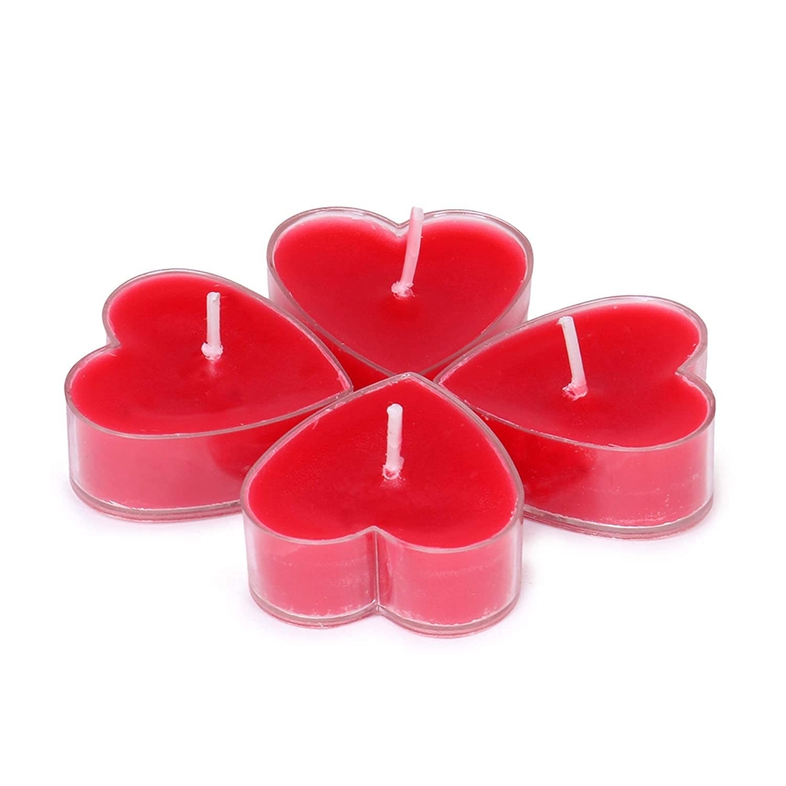 Set 9 Lumanari in Forma de Inima, Flippy, pentru Ziua Indragostitilor, Aroma de Capsuni, Ardere 3.5 h, din Parafina, 4 x 2 cm, Rosu