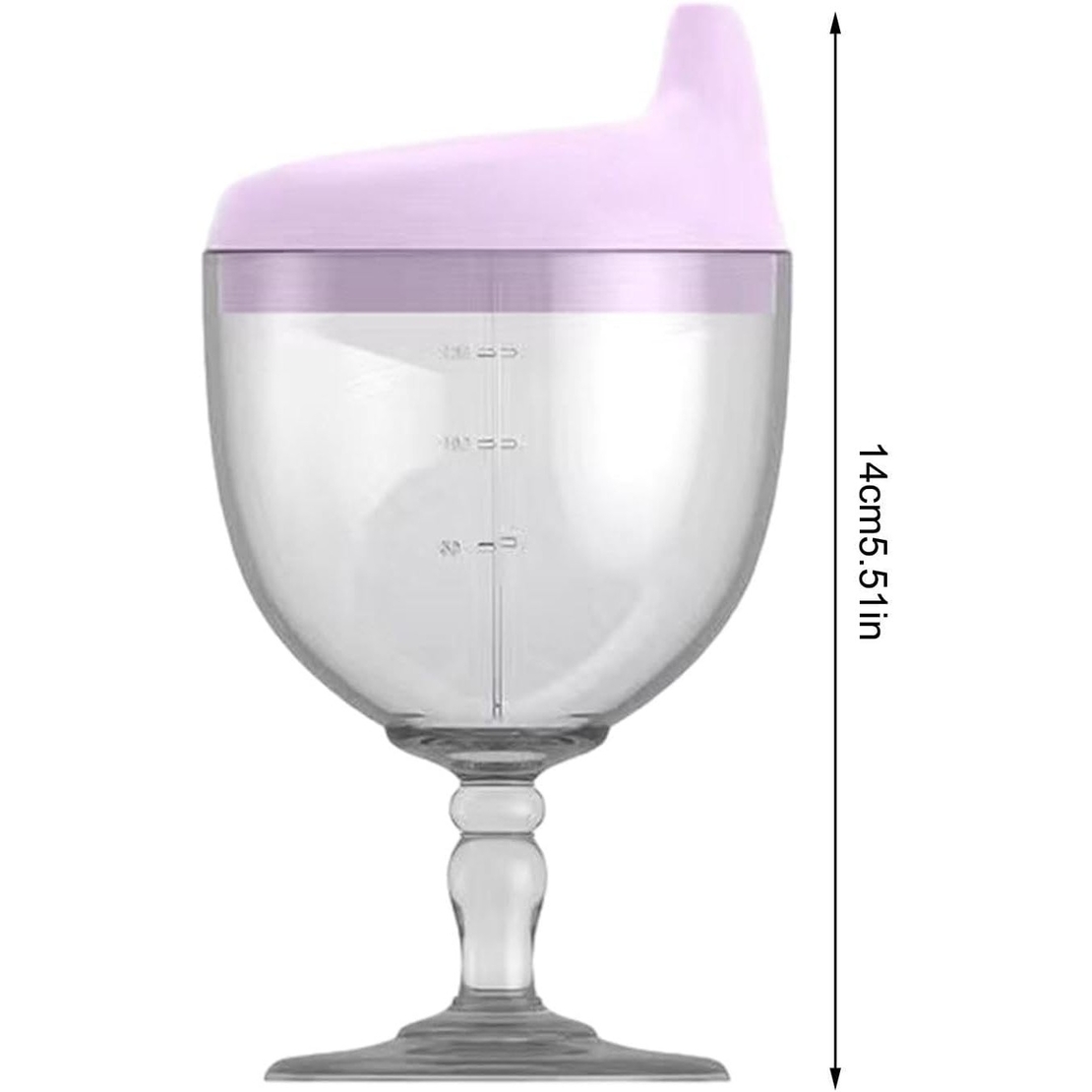 Pahar din Plastic Transparent cu Picior, Flippy, pentru Copii, 14 x 7.7 cm, cu Cioc Antiscurgere, + 3 Ani, Fara Maner, Mov