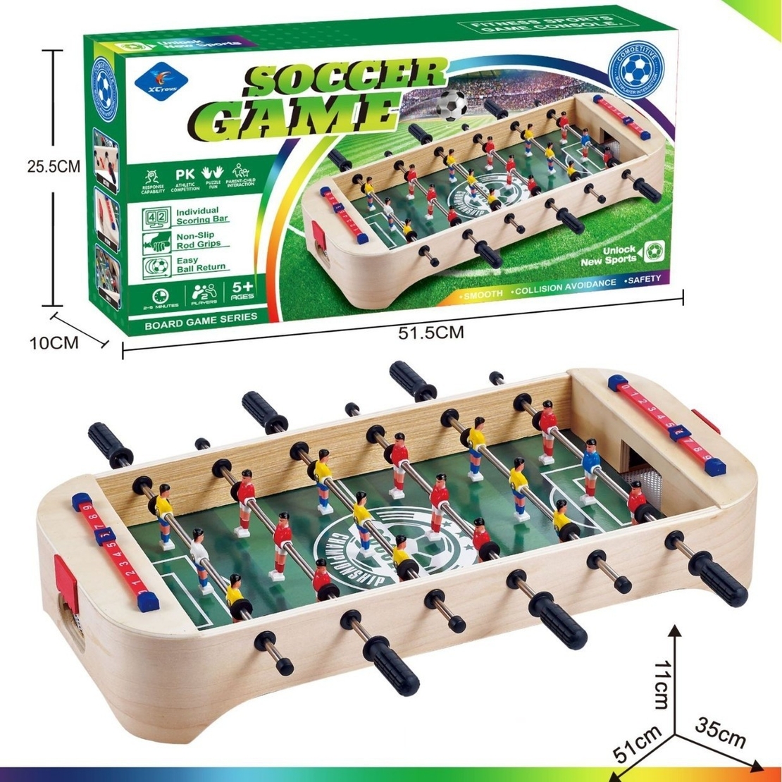 Masa de Fotbal cu Teren, Flippy, fara Picioare, 6 Manere, Tablou de Scor, 51.5 x 10 x 25.5 cm, din Lemn/Otel, Crem/Verde