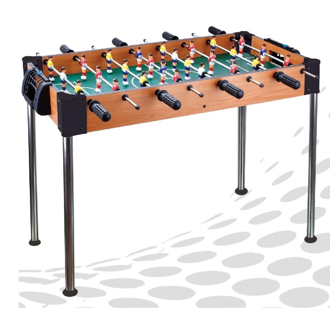 Masa de Fotbal, Flippy, cu Picioare Inalte, 8 Manere, Tablou de Scor, 86 x 62 x 65 cm, din Lemn/Otel si ABS, Maro