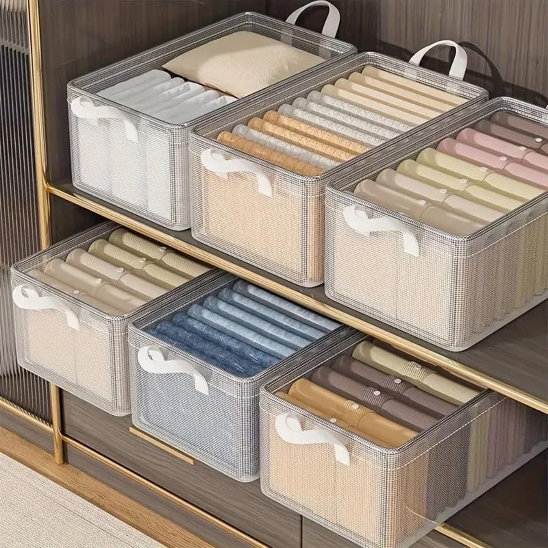 Cutie de Depozitare Tip Cos, Flippy, Material Textil Transparent, Pliabila, 47x28x20 cm, 35 l, Cadru Metalic, cu Manere, Alb