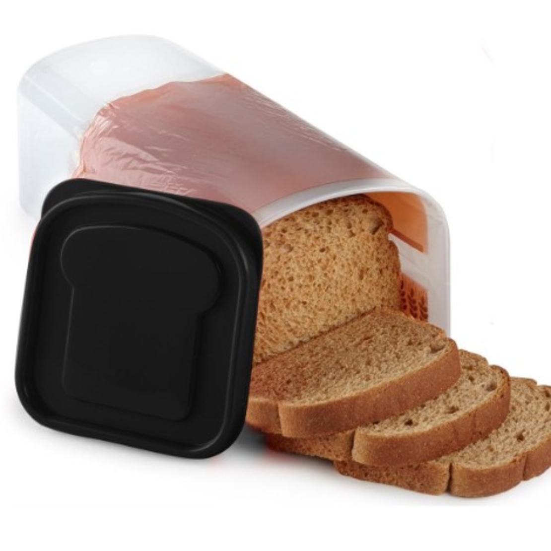 Cutie Depozitare Paine, Flippy, din Plastic, 34 x 13 cm, Pastreaza Prospetimea, Capac Negru