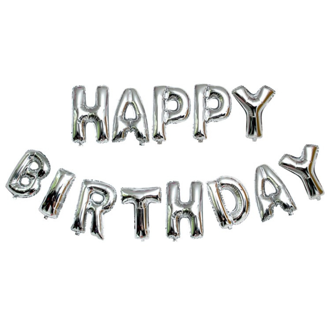 Set 13 Baloane Folie, Flippy, Tip Ghirlanda, Model Happy Birthday, 40 cm, Argintiu