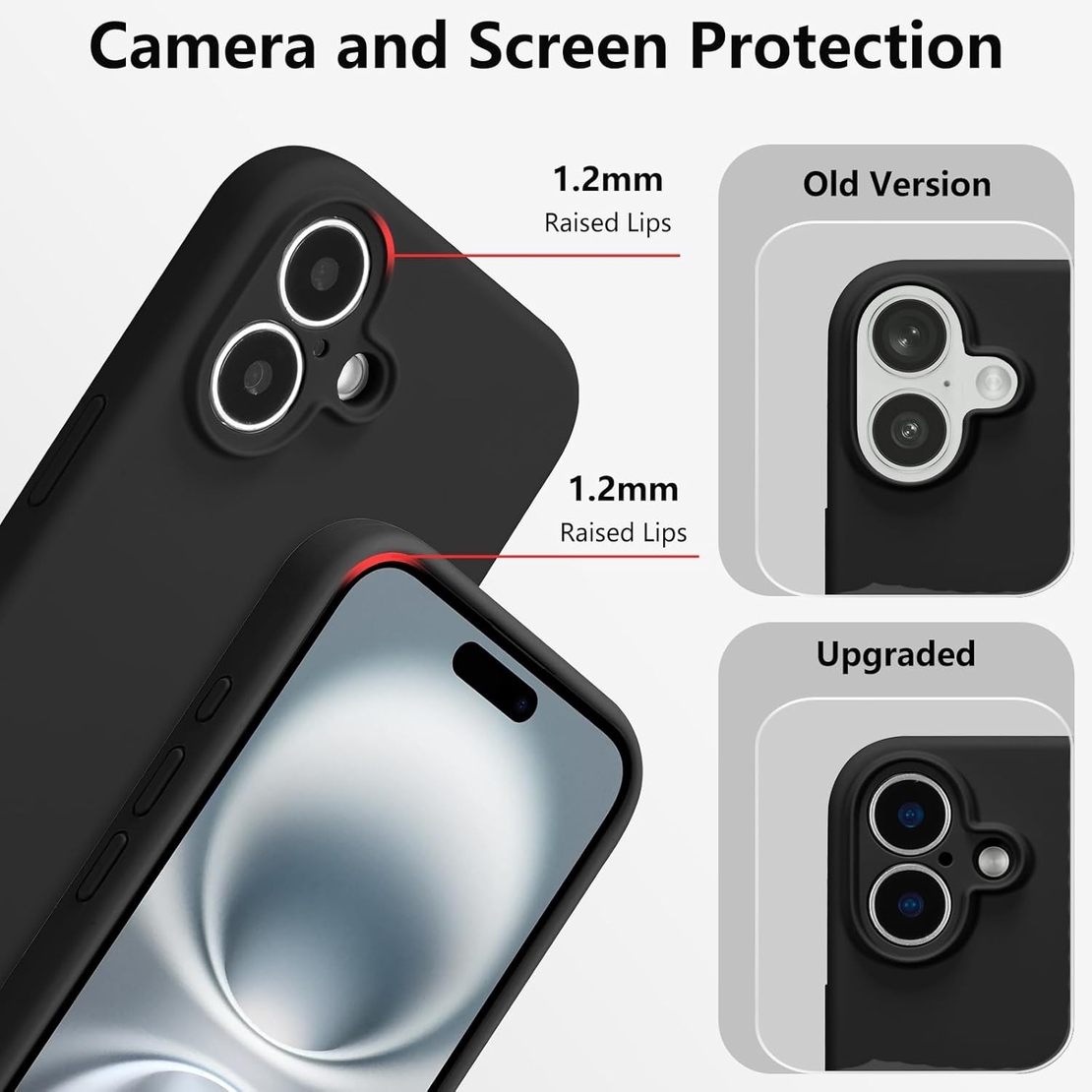Husa de Protectie, Flippy, pentru iPhone 16, Liquid Silicone, cu Microfibra pe Interior, Protectie Antisoc, Compatibil Incarcare Wireless, Negru