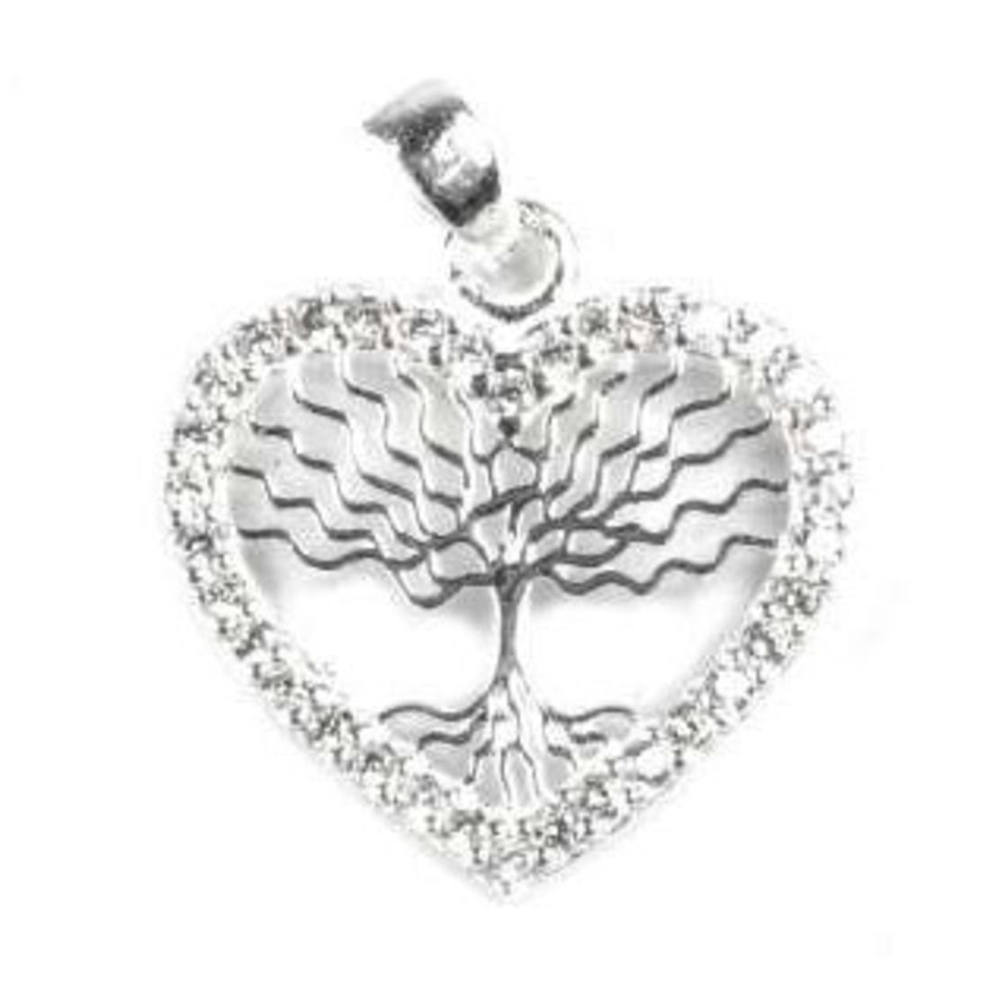 Pandantiv Copac in inima cu pietre, Argint 925, 1.8 cm x 1.5 cm