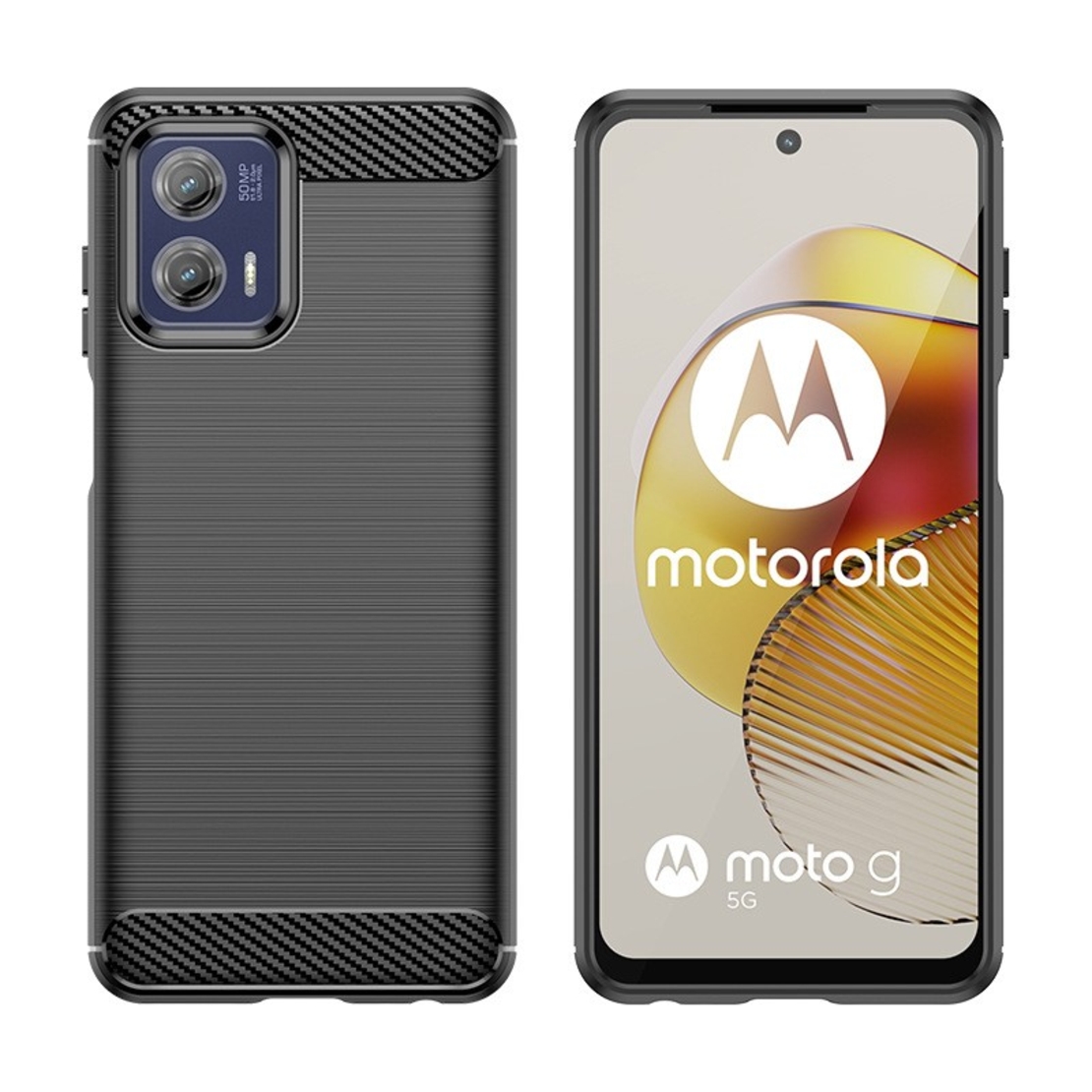 Husa de Protectie pentru Motorola Moto G13 / G23, Flippy, Protectie 360, din TPU cu element de Carbon, Anti Alunecare, 1.8 mm, Negru