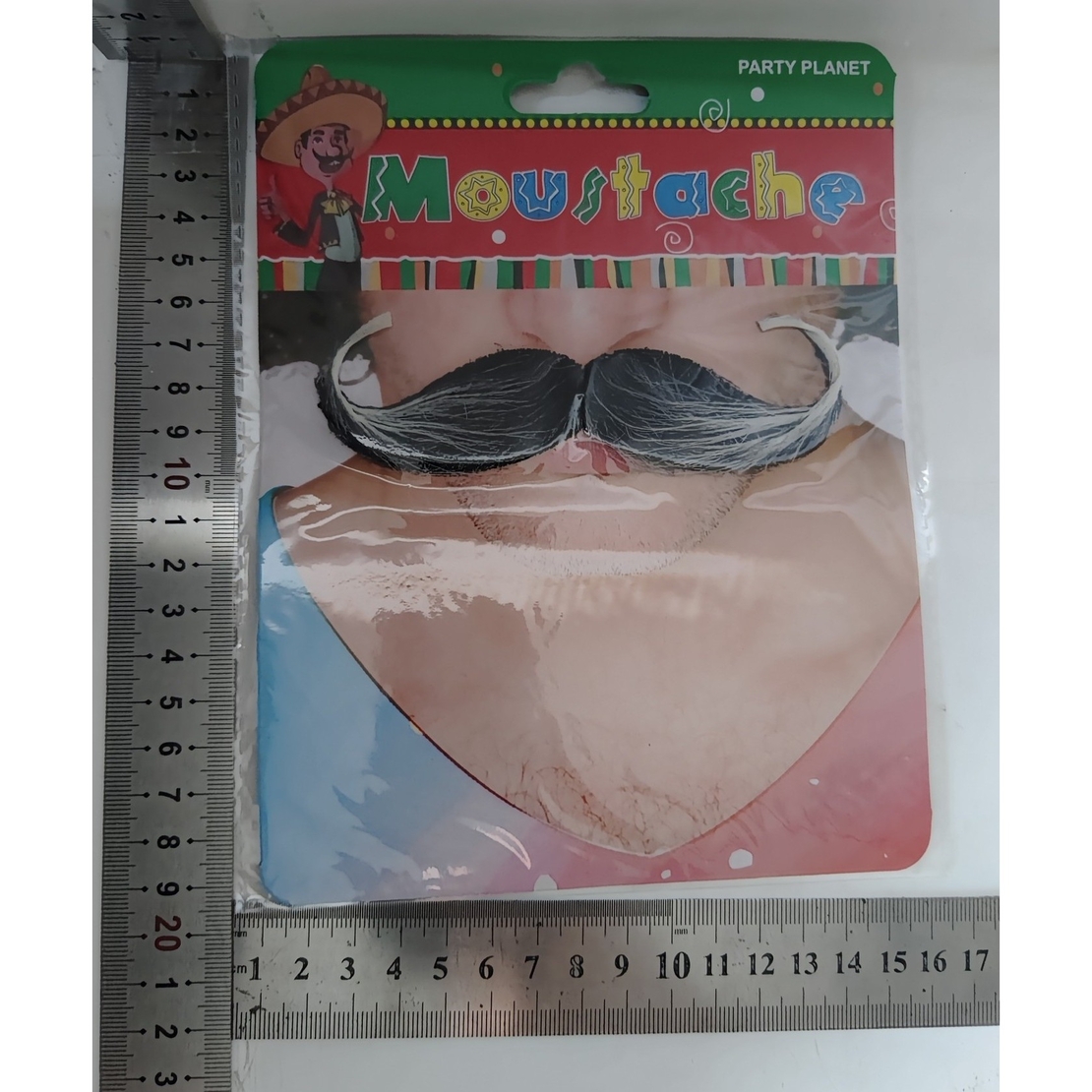 Mustata Falsa pentru Deghizari, Flippy, Petreceri Tematice, din Panza, Autoadeziv, 13 x 4 cm, Model Grizonat 1, Negru/Alb