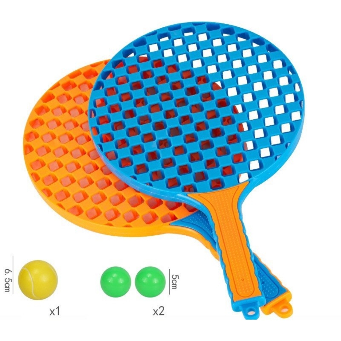 Set  Badminton pentru Copii, Flippy, 2 Palete, 3 Mingi, Pentru Joaca si Antrenament, Albastru Portocaliu