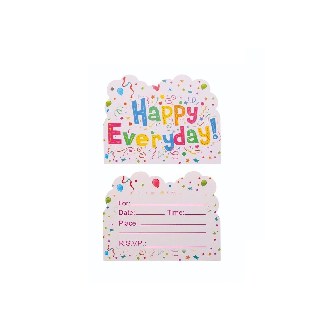 Set 10 Invitatii pentru Petrecere, Flippy, Model Happy Everyday, 17 x 12 cm, Multicolor