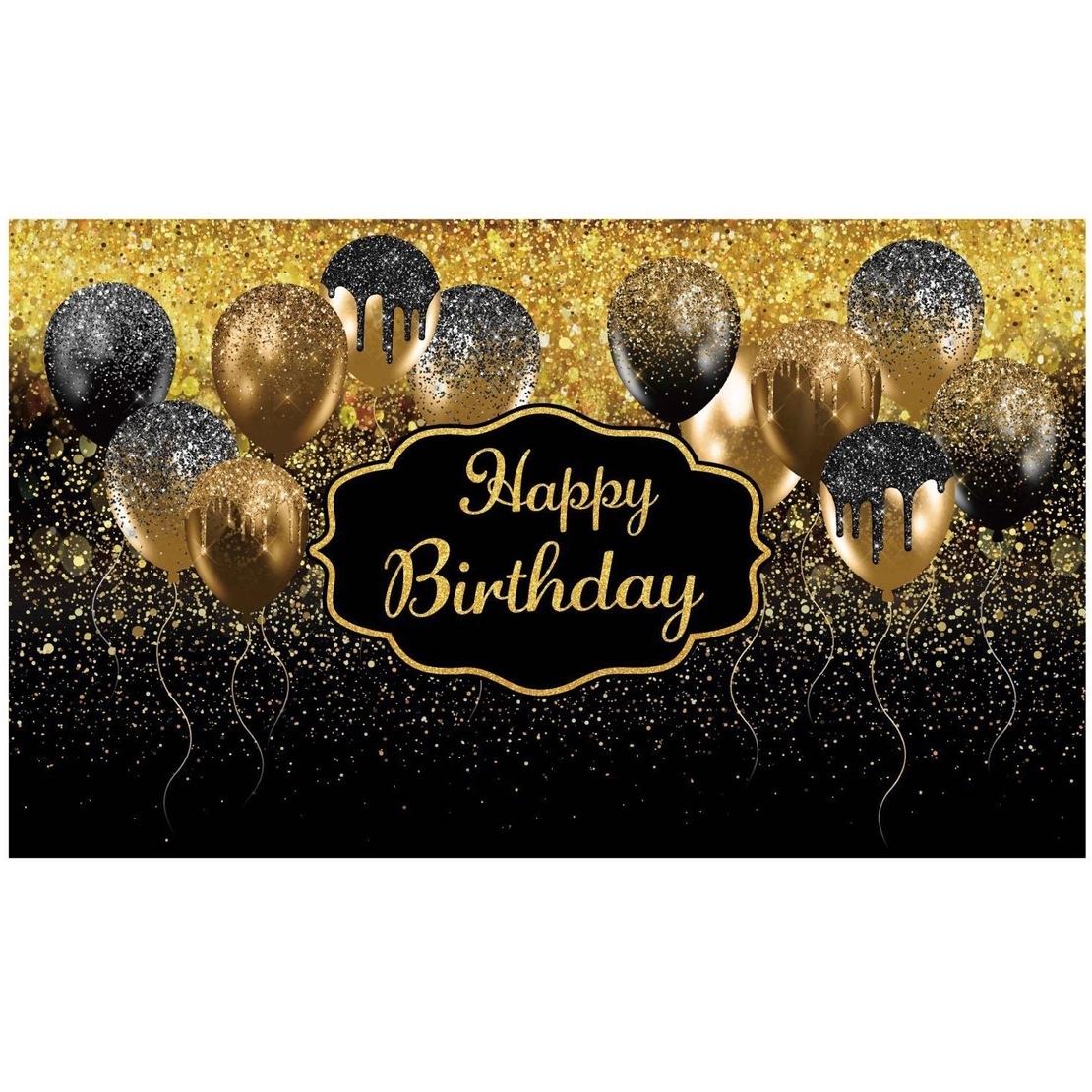 Banner Tip Fundal pentru Poze, Flippy, din Panza, 185 x 110 cm, Sfoara 6 m, Prindere in 4 Colturi, Negru/Auriu