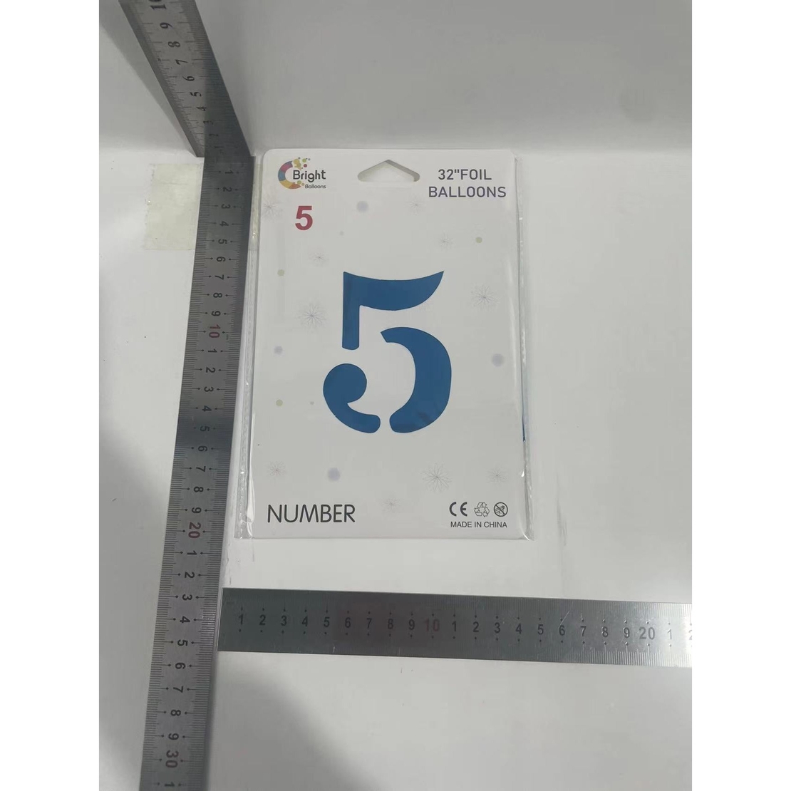 Balon din Folie Flippy, Cifra 5, 81 cm, Pentru Aer sau Heliu, Bulk, Albastru