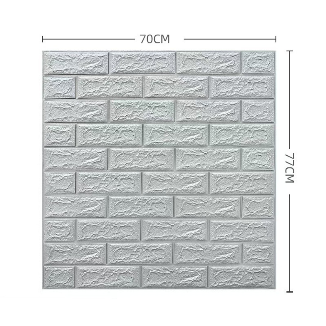 Set 10 Stickere de Perete, Flippy, Autoadezive, 70 x 77 cm, 3.5 mm Grosime, Suprafata Acoperita 5.3 mp, din PVC, Model Caramida, Gri