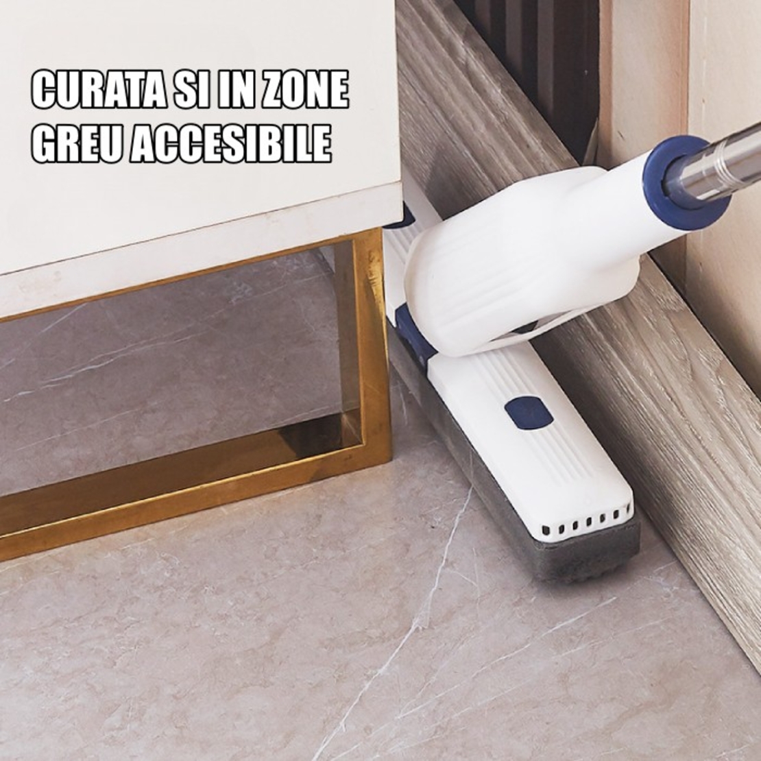 Set Mop Telescopic cu Galeata Pliabila, Flippy, Gri, 32 cm, Maner Reglabil 140 cm, Sistem de Stoarcere Usor si Eficient