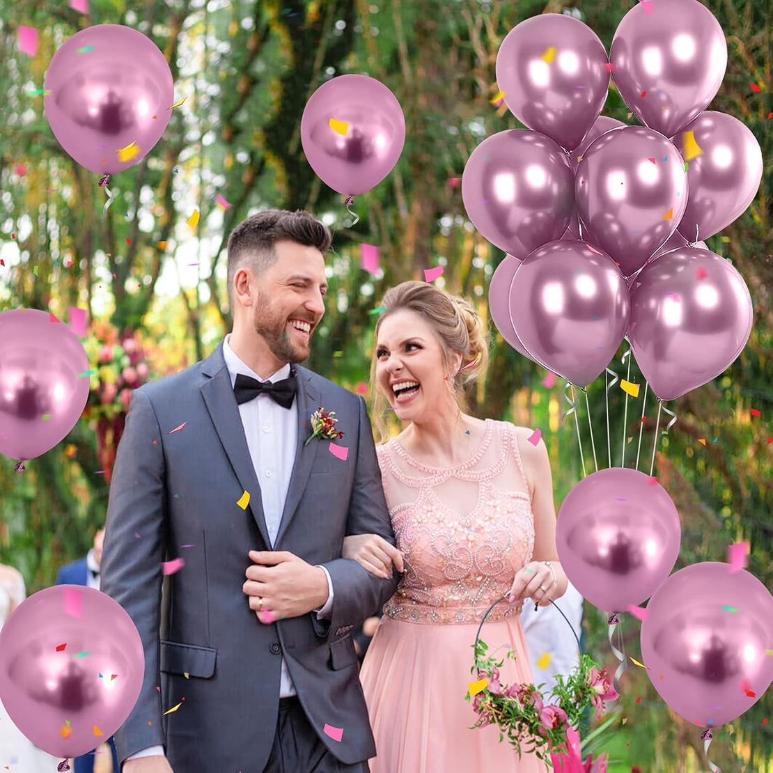 Set 10 Baloane din Latex Chrome, Flippy, Model Party, 23 cm, Mov, 2.2 g