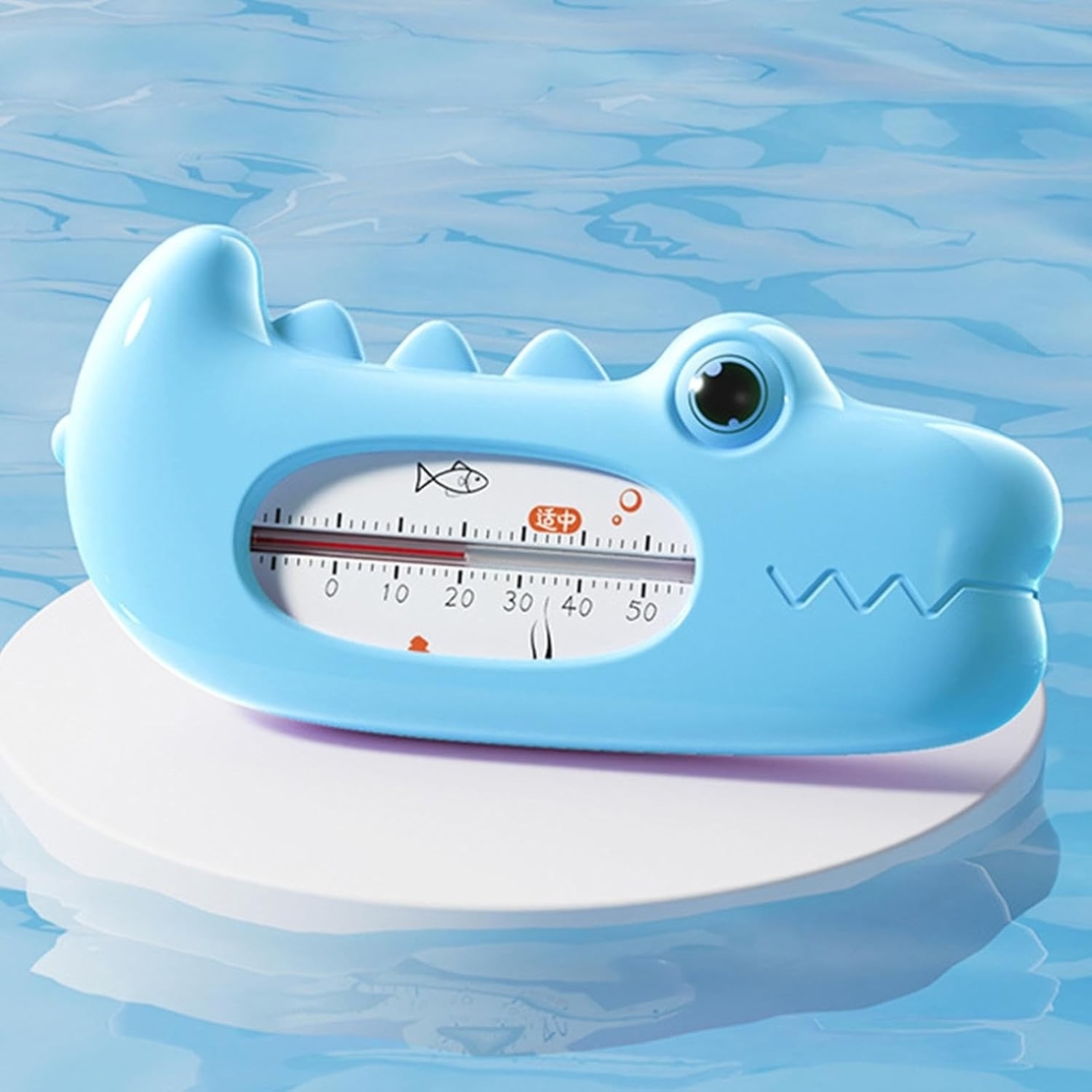 Termometru pentru Baie, Flippy, Plutitor, Rezistent la apa, Multifunctional, Model Crocodil, 2.7x6.5x3.7 cm, Albastru