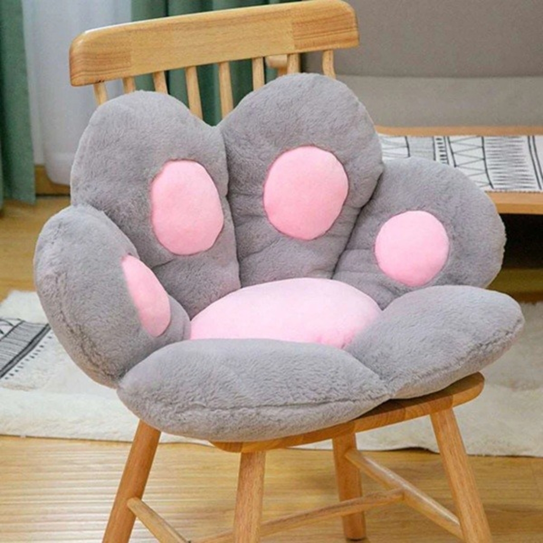 Perna Decorativa, Flippy, Model Laba de Pisica, din Plus, pentru Scaun/Canapea/Podea, 80 x 70 cm, Gri