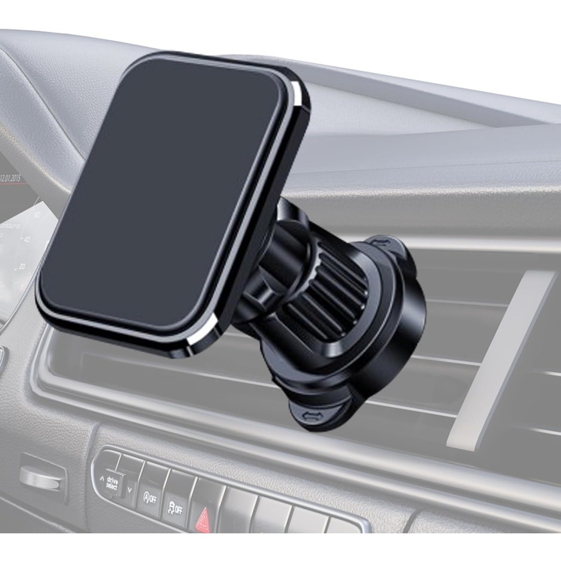 Suport Auto pentru Telefon, Flippy, MagSafe, cu Magnet, Prindere Grila de Ventilatie, Detalii Fine, Rotativ 360 de Grade, Plastic Magnet Silicon, 5.1x3.9 cm, Negru