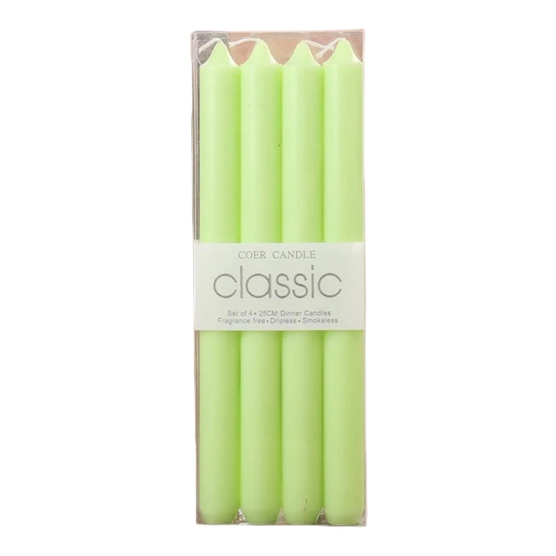 Set 4 Lumanari, Flippy, pentru Suport de Masa, Fara Miros si Fum, din Parafina, 2.2 x 25 cm, Verde