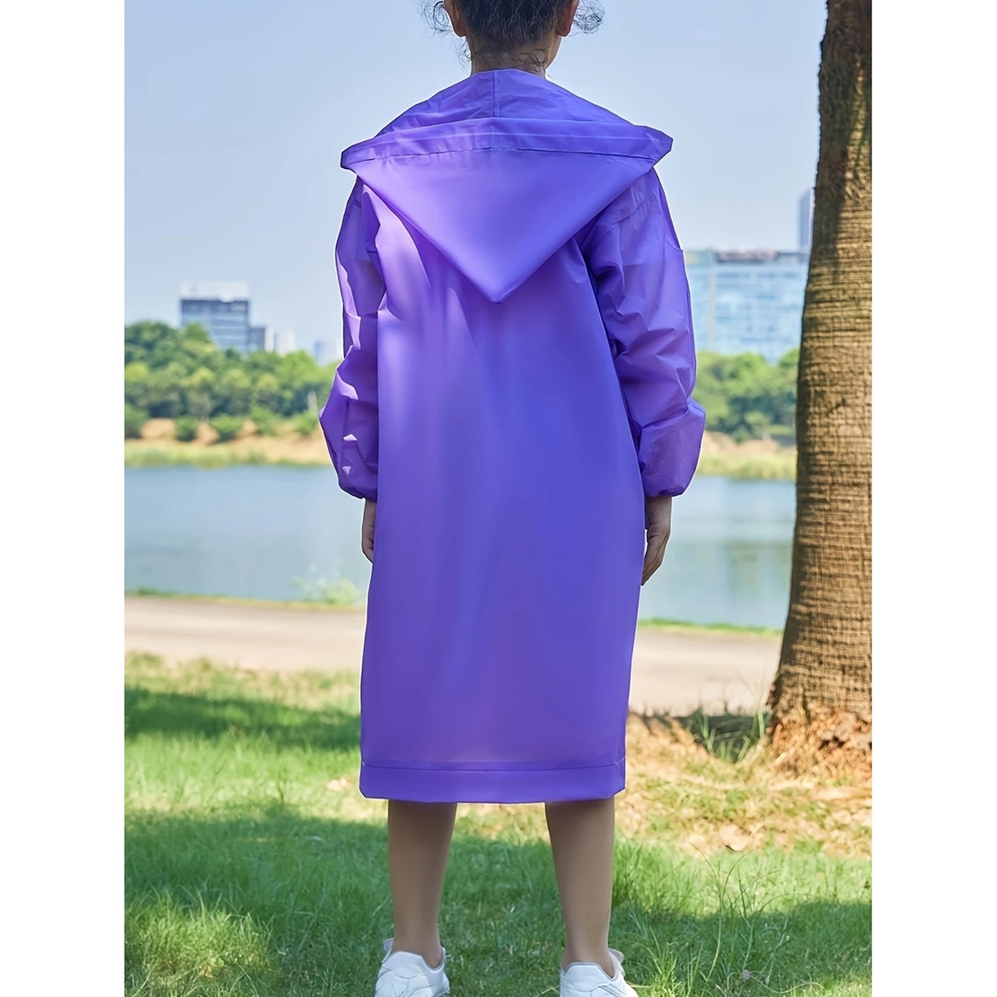 Pelerina de Ploaie, Flippy, pentru Copii 100-145 cm, din EVA, Impermeabila, Inchidere cu Capse, Mov