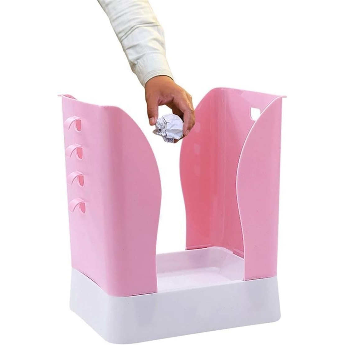 Cos de Gunoi Extensibil, Flippy, din Plastic, Reglabil, Pliabil, Versatil, pentru Bucatarie, Baie sau Birou, Cos Universal, 21x25x17 cm, Roz Alb