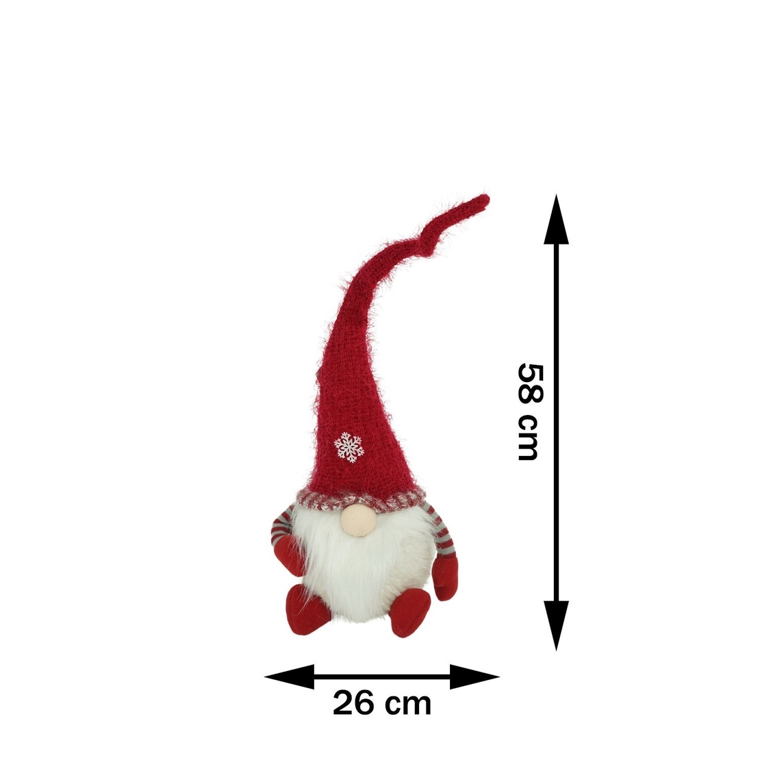 Ornament de Craciun spiridus, Flippy, gri/alb, textil, 58 cm