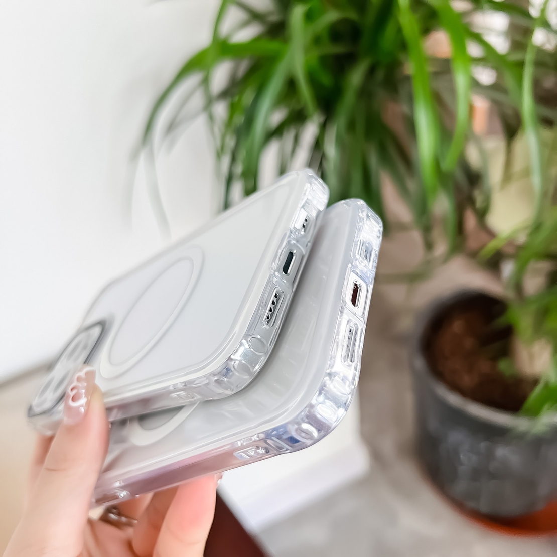 Husa MagSafe Silicone pentru iPhone 12 Pro, Flippy, Transparenta, Magnetica, Extra Protectie Camera Albastru