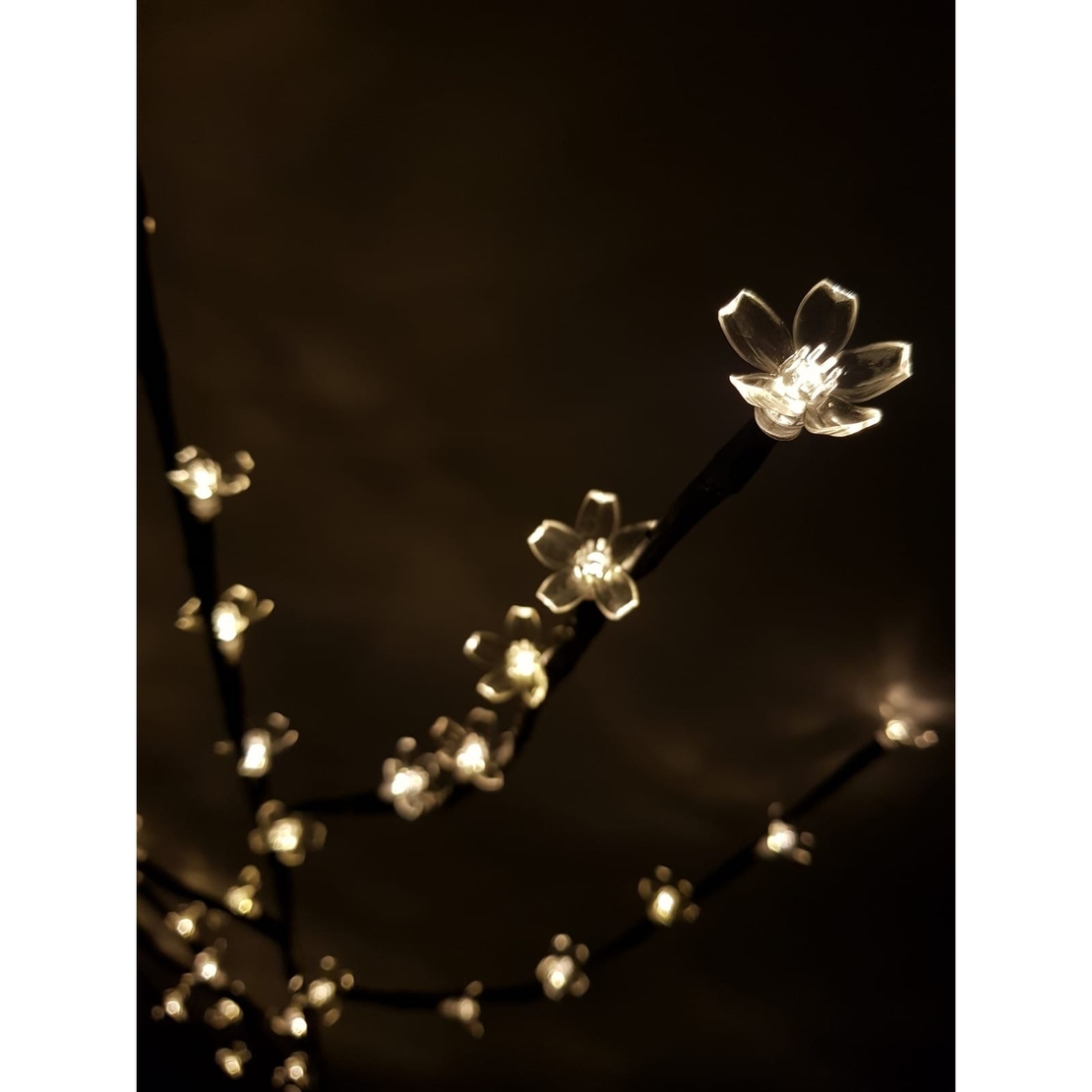Decoratiune Luminoasa, Flippy, Crenguta, cu Baterii, 72 LED -uri, Flori, Alb Cald