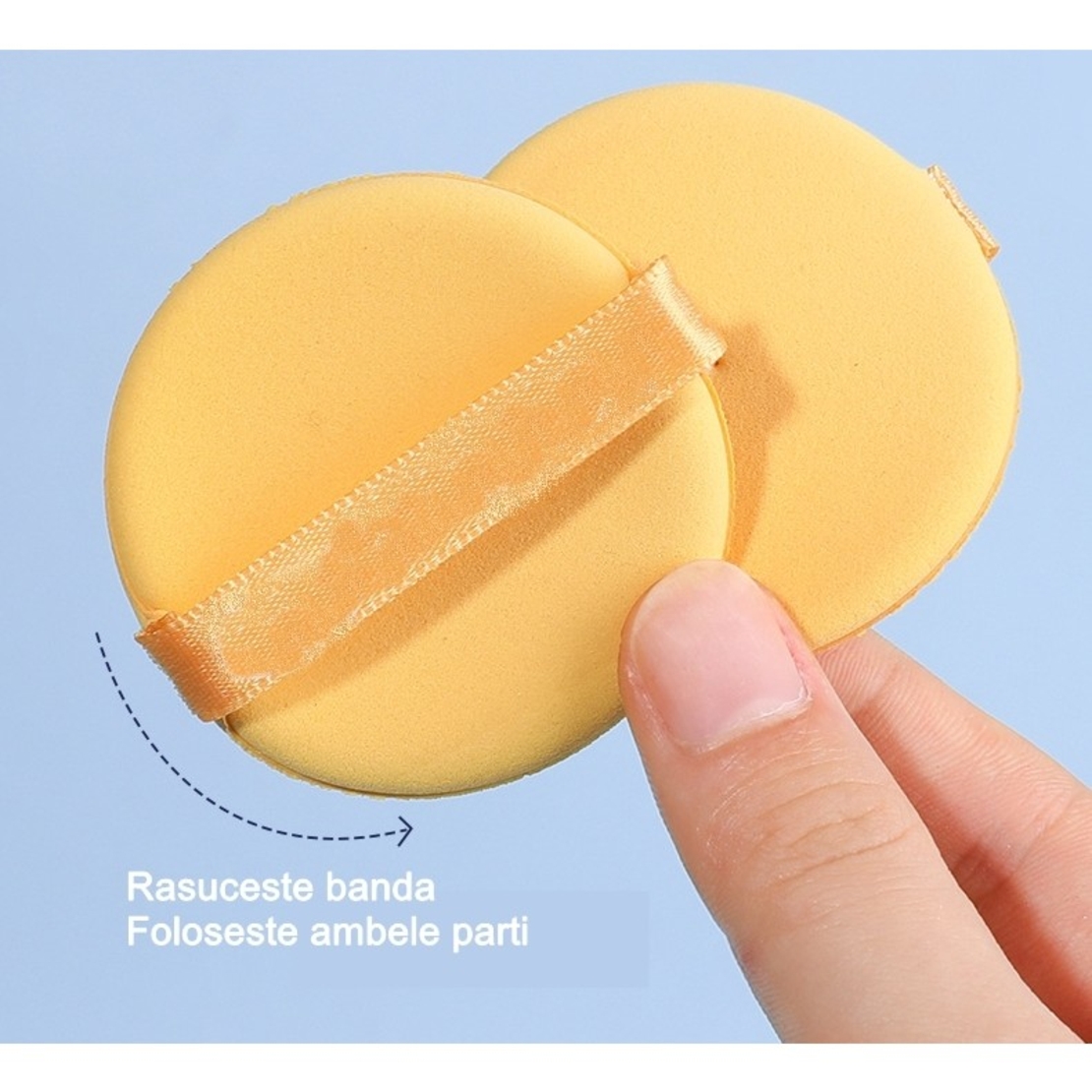 Set 7 Bureti de Machiaj  Flippy, Reutilizabili, Utilizare Umeda sau Uscata, Powder Puff, 5.5 x 5.5 x 0.9 cm, Multicolor