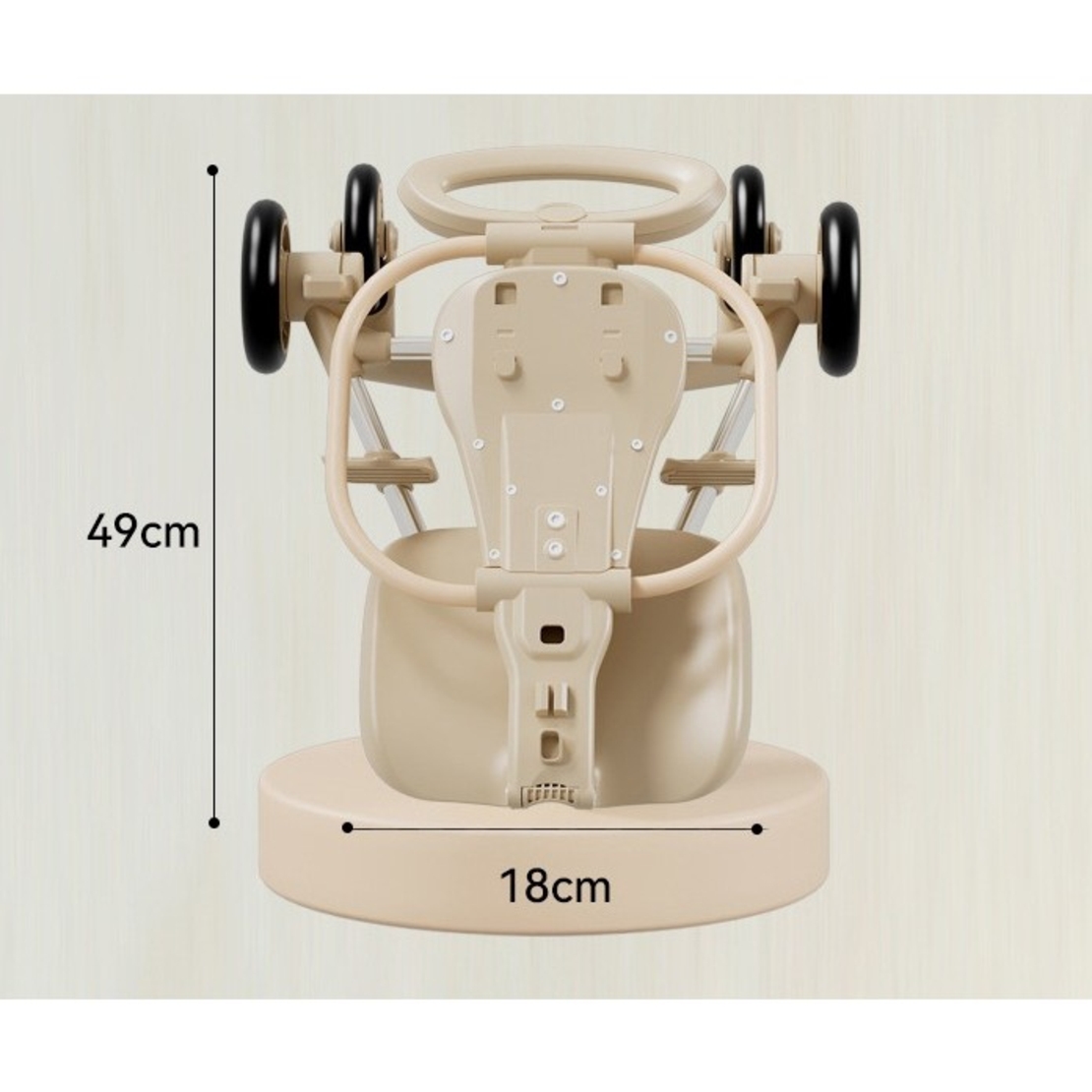 Carucior Pliabil, Flippy, 1-3 Ani, Reversibil, 4 Roti, Parasolar, din Aliaj de Aluminiu + Plastic + Textil, 52 x 42 x 90 cm, Bej