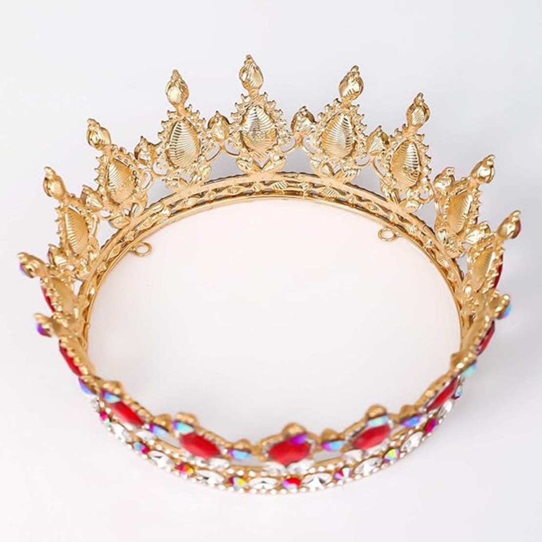 Diadema, Flippy, din Aliaj, cu Cristale, Accesoriu Par, Aniversare, Nunta, Petrecere, 15 x 5.3 x 12.5 cm, Rosu/Alb