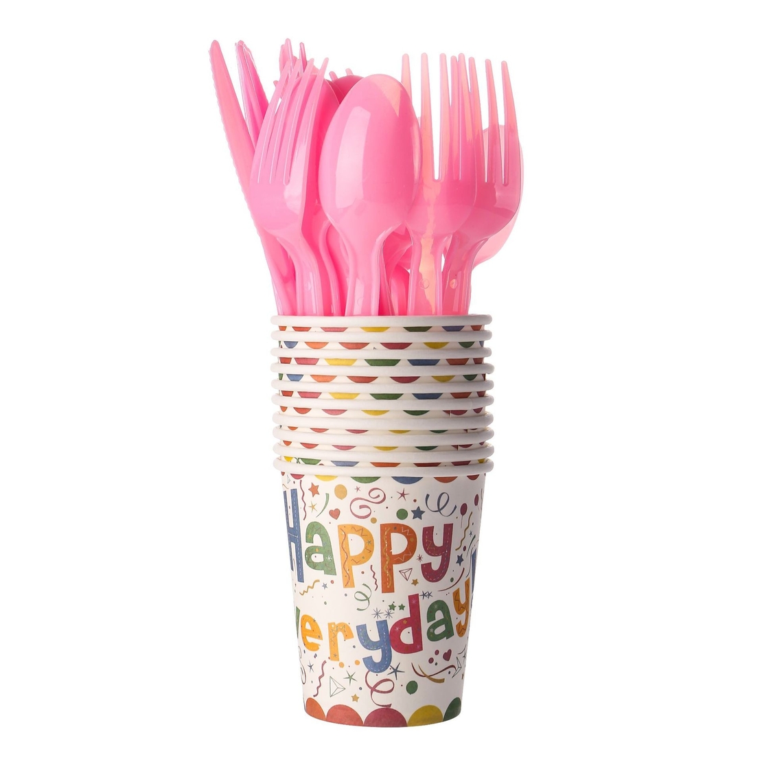 Set 9 Accesorii pentru Masa, Petrecere, Flippy, Model Happy Everyday, 78 buc, Multicolor