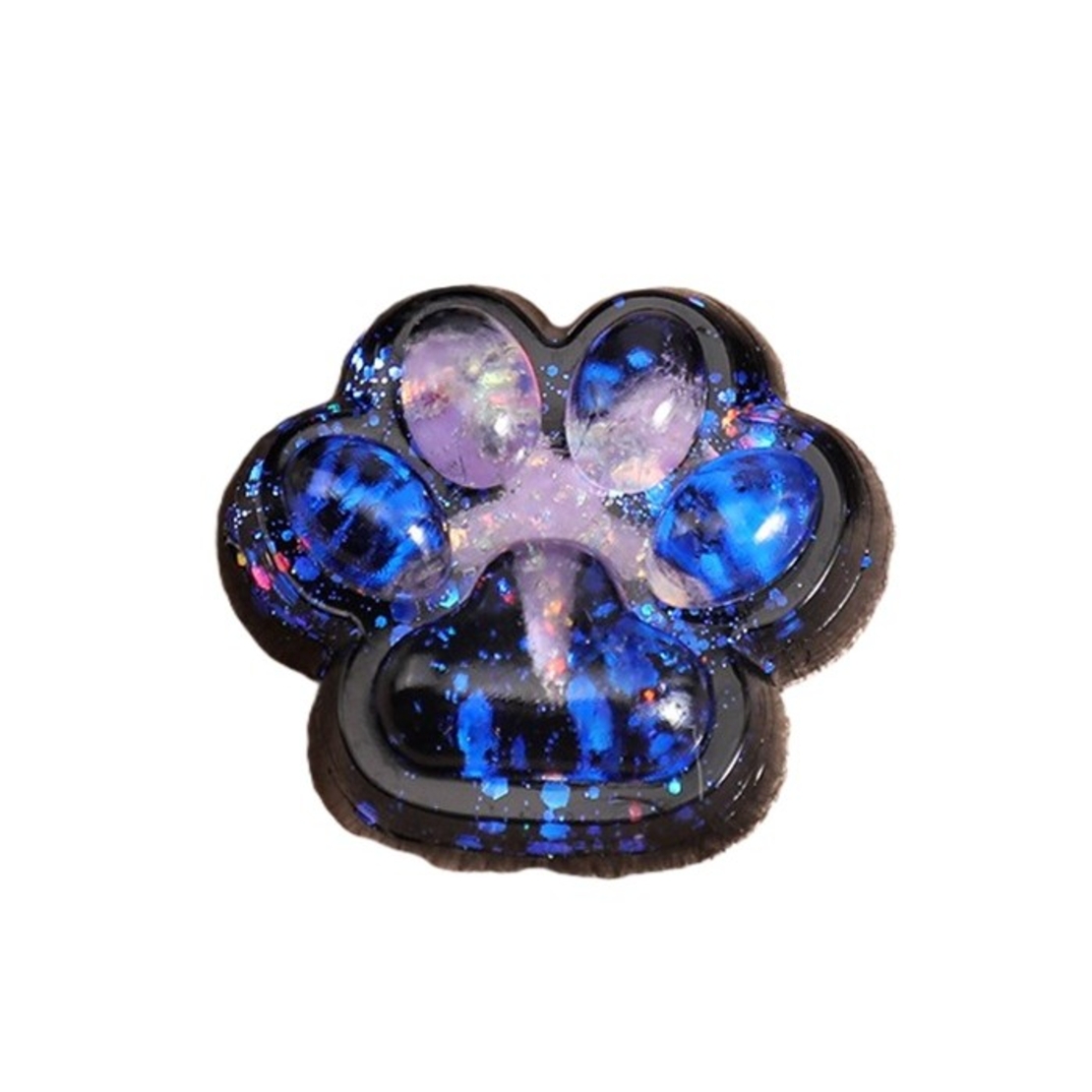 Jucarie Antistres Squishy, Flippy, cu Revenire Lenta, Squeeze Pinch Family, Model Cat Paw, 6.5 x 6 cm, din Tpr, 4-6 Ani, Model 6 Galaxie, Negru cu Insertii