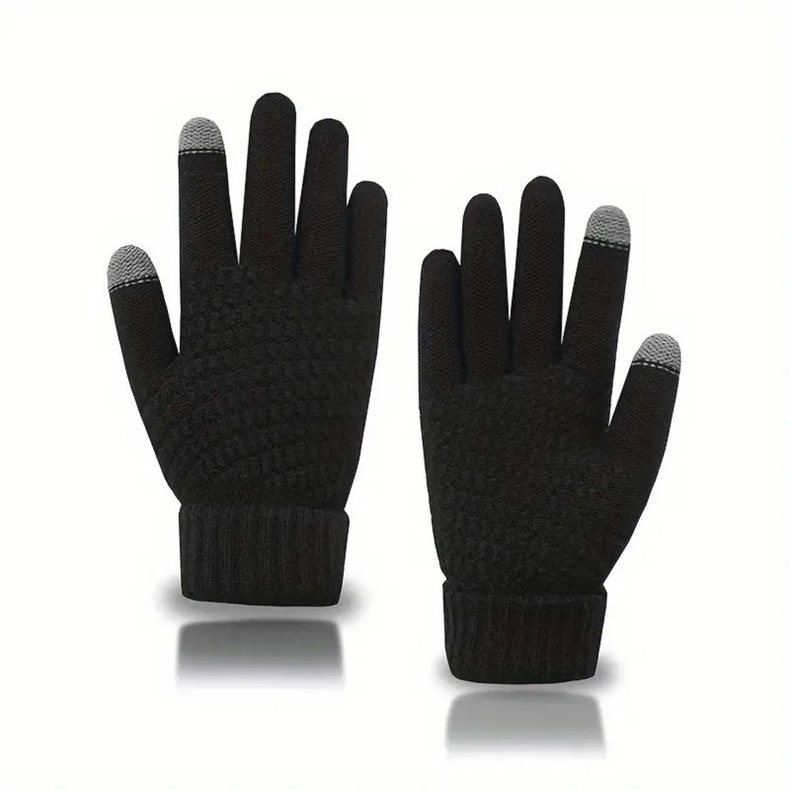 Manusi de Dama, Flippy, Functie Touchscreen (ecran tactil), Material Acril Tricotat, Manseta Elastica, Interior Catifelat, Marime Universala, Negru