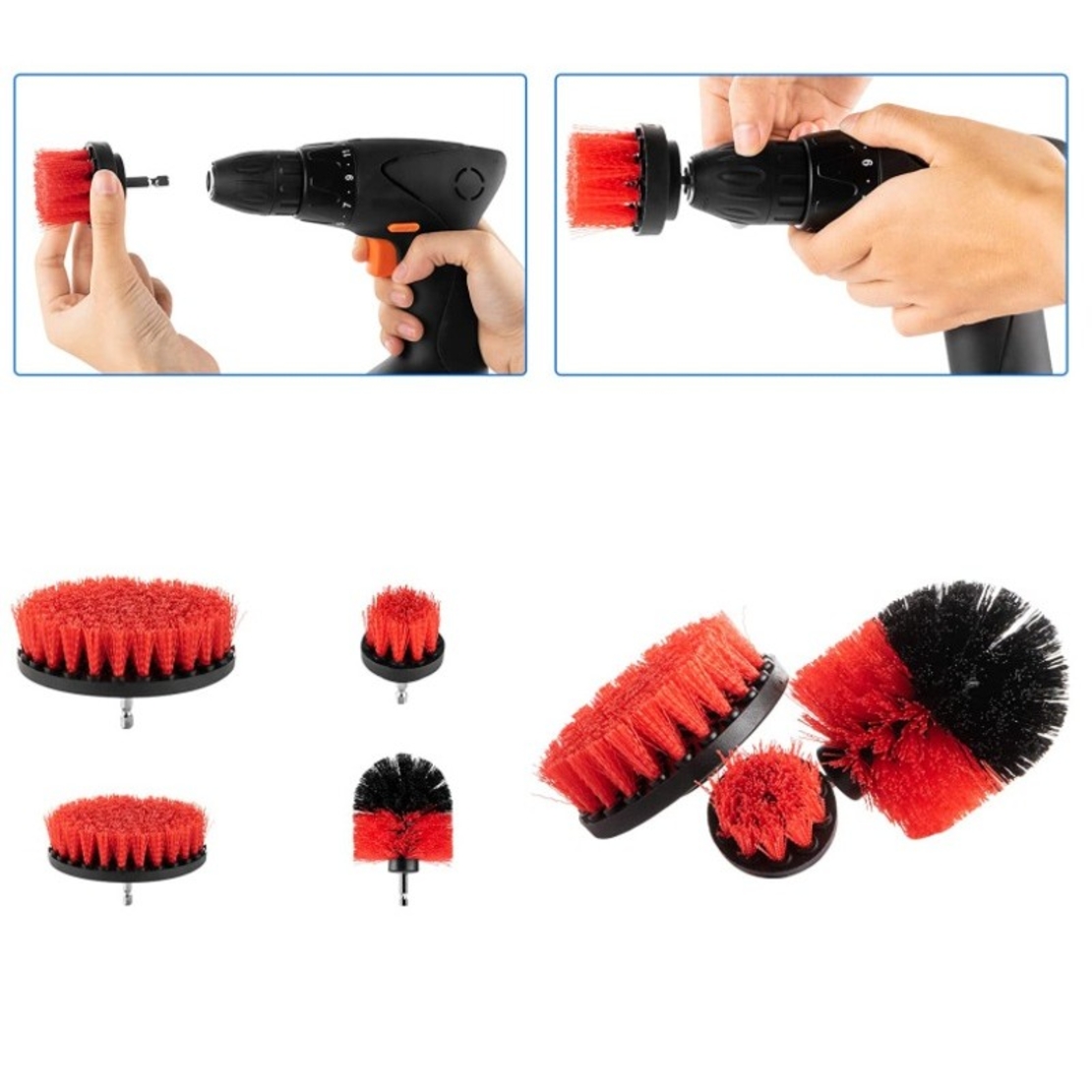 Set 12 Accesorii pentru Curatare Auto, Flippy, Interior si Exterior, Rosu