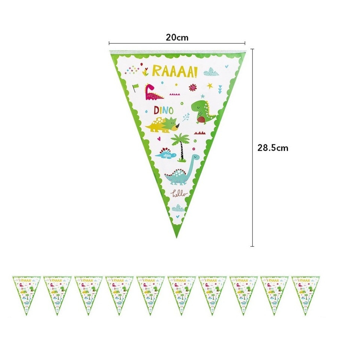 Set 10 Stegulete Tip Banner, Flippy, Colectia Dino Park, 28.5 x 20 cm, din Hartie Cretata, Multicolor