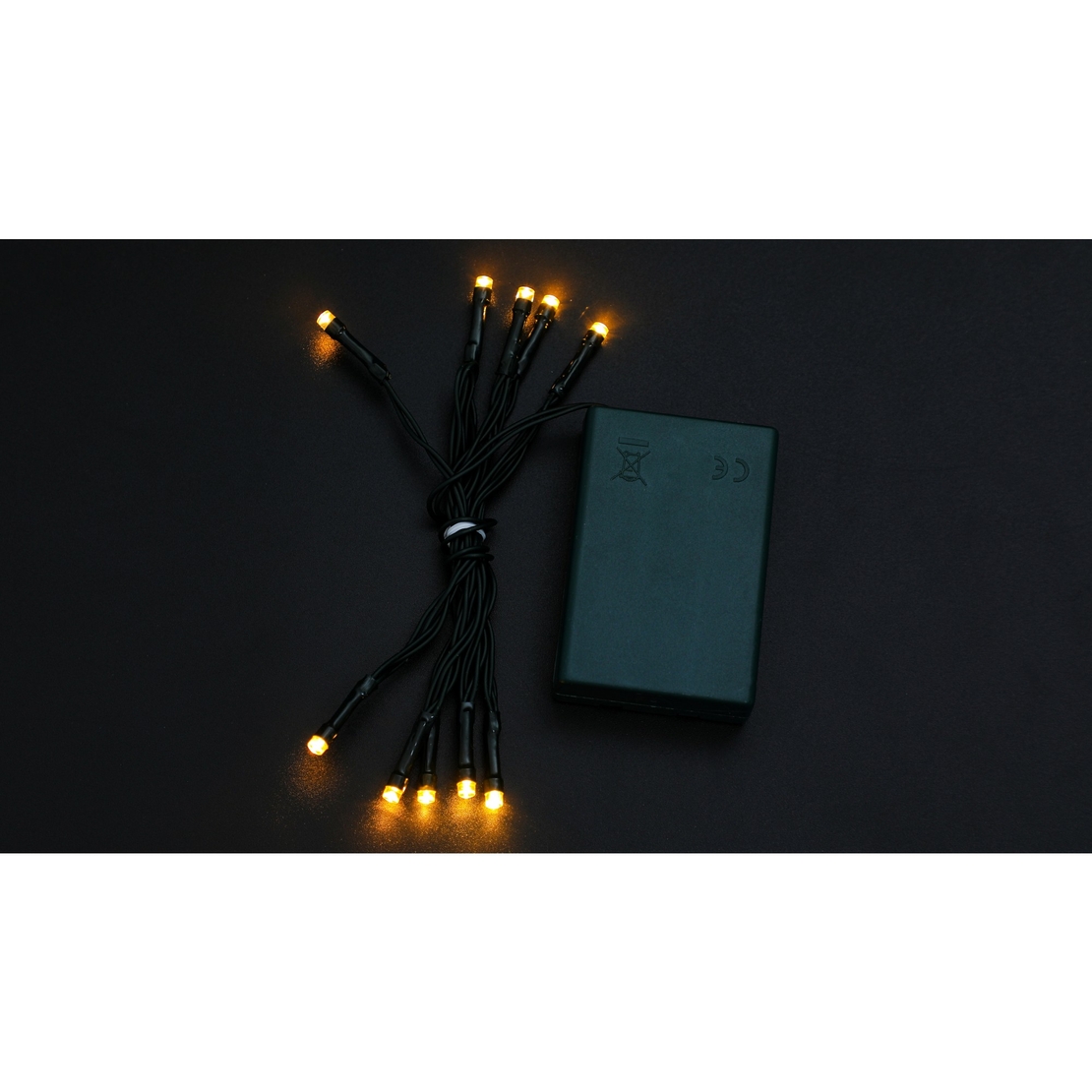 Instalatie de Craciun cu Baterii Tip Liniar, 2 jocuri de lumini, Fir Verde 1 m 10 LED -uri, Alb Cald