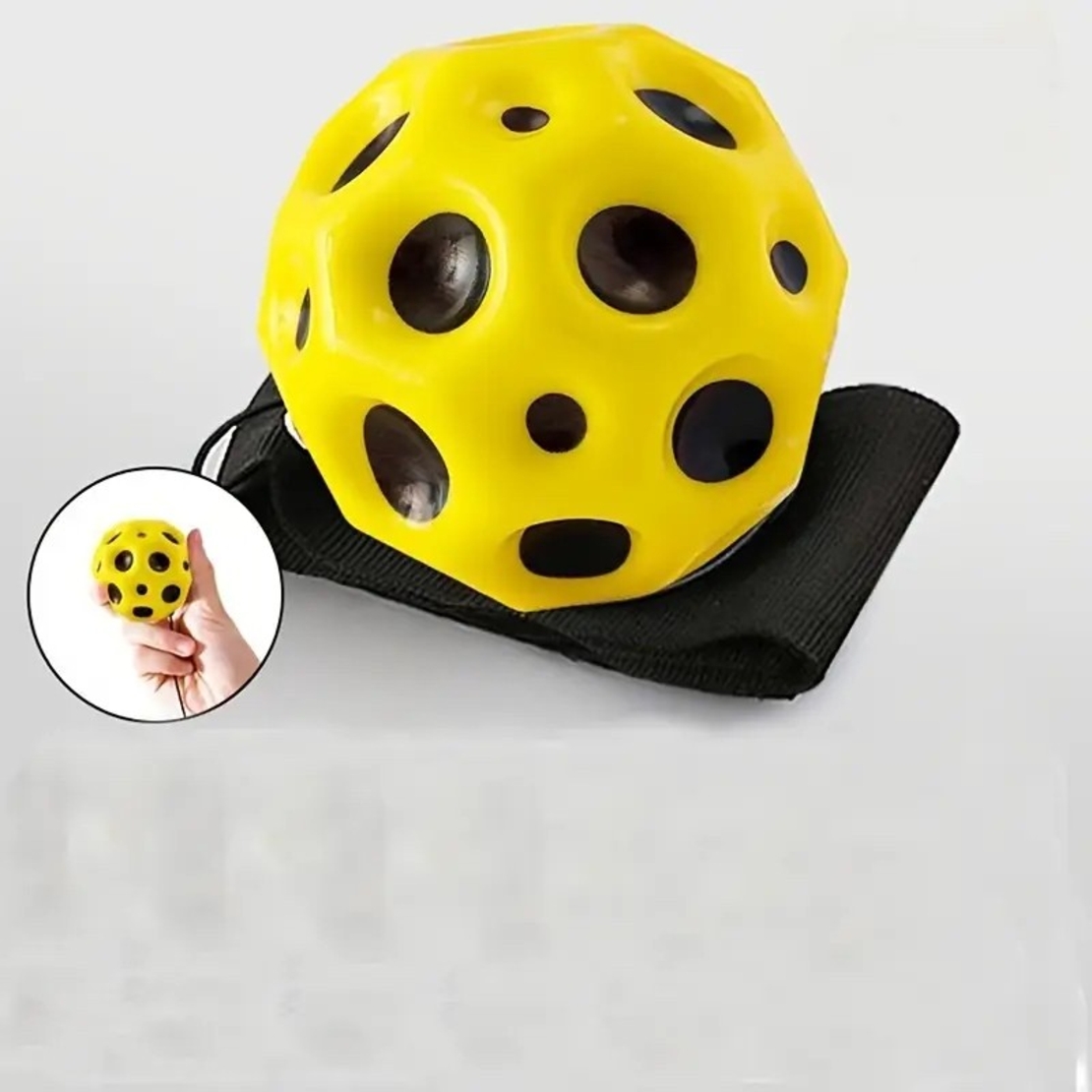 Minge Saltareata Hiperelastica, Flippy, Space Moon Ball foarte Elastica, Antistress pentru Copii, Diametru 66 mm, Galben