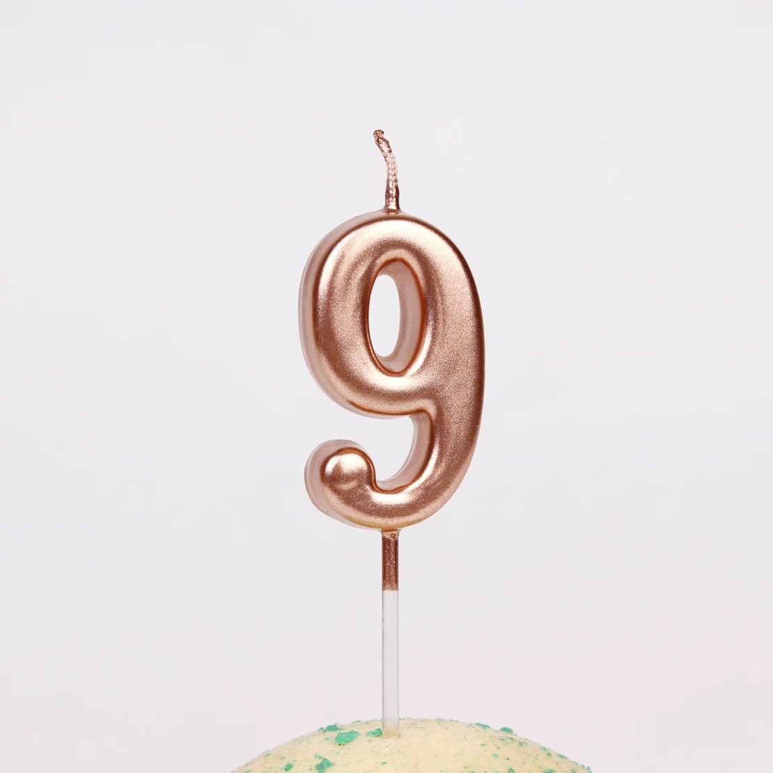 Lumanare de Tort, Flippy, Model Cifra 9, Party, 4.5 x 2.5 cm, din Parafina, Rose Gold